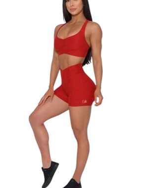 Bombshell Red Curves Butt Scrunch Shorts in Heather Red